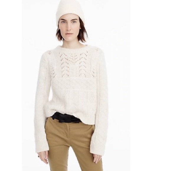 JCREW 1988 Cable Knit Sweater NWT Size M Ivory - Picture 2 of 8